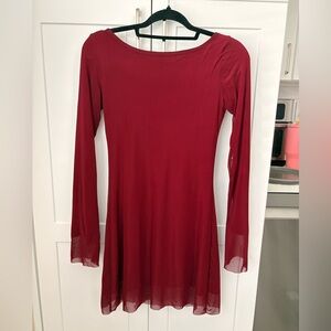 Elegant Red Long Sleeve Dress
